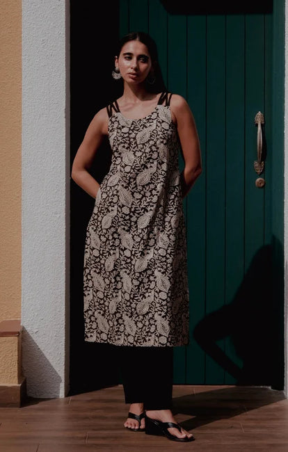 Okhai "Inkline" Handblock Printed Pure Cotton Kurta