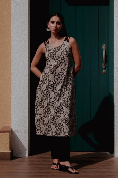 Okhai "Inkline" Handblock Printed Pure Cotton Kurta