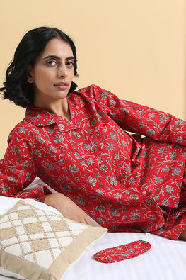Okhai Trance Hand Block Printed Pure Cotton Night Suit For Ladies Online