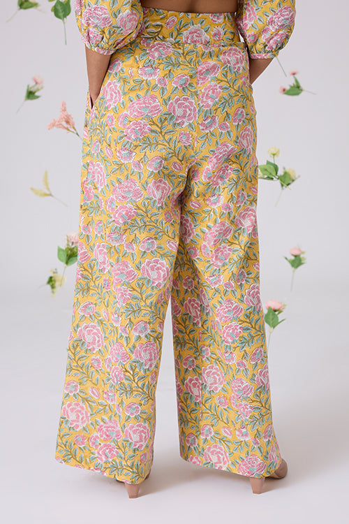 Okhai "Orchard" Handblock Printed Pure Cotton High-Waisted Pants