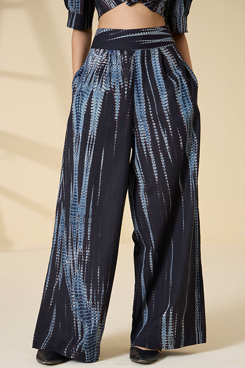 Okhai "Terrarium" Tie-and-Dye Pure Cotton Black High-Waisted Pants