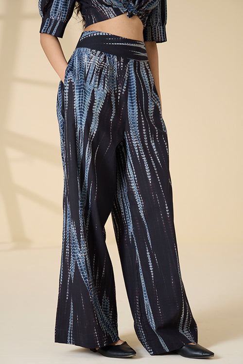 Okhai "Terrarium" Tie-and-Dye Pure Cotton Black High-Waisted Pants