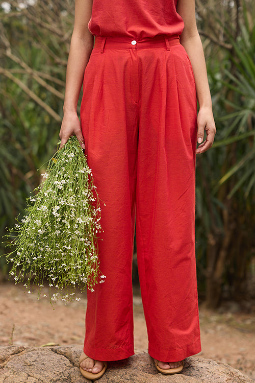 Okhai "Meadow" Pure Cotton Red Pants