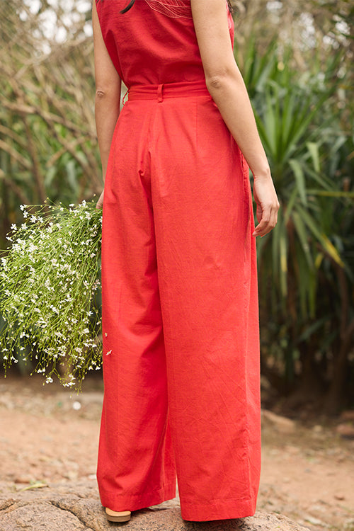 Okhai "Meadow" Pure Cotton Red Pants