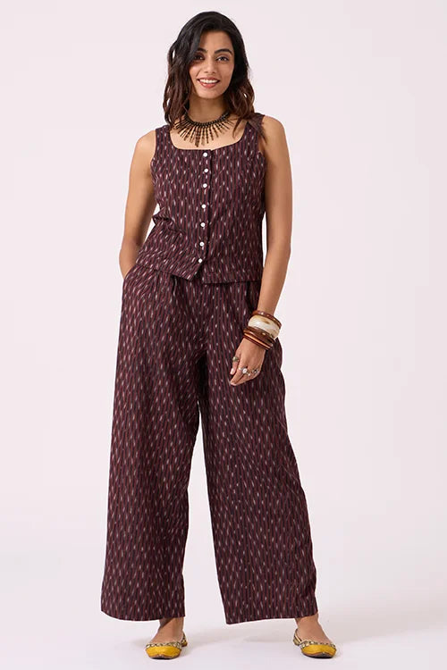 Okhai "Mirage" Pure Cotton Ikat High Waisted Pants