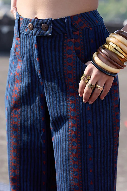 Okhai "Trefoil" Cotton Twill Ajrakh Pants