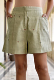 Okhai 'Harmony' Jamdani Handwoven Box Pleated Shorts | Relove