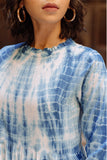 Okhai Varkha Tie Dye Pure Cotton Blue and White Dress Online