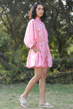 Okhai 'Pink Flare' Handloom Cotton Ikkat Dress | Relove
