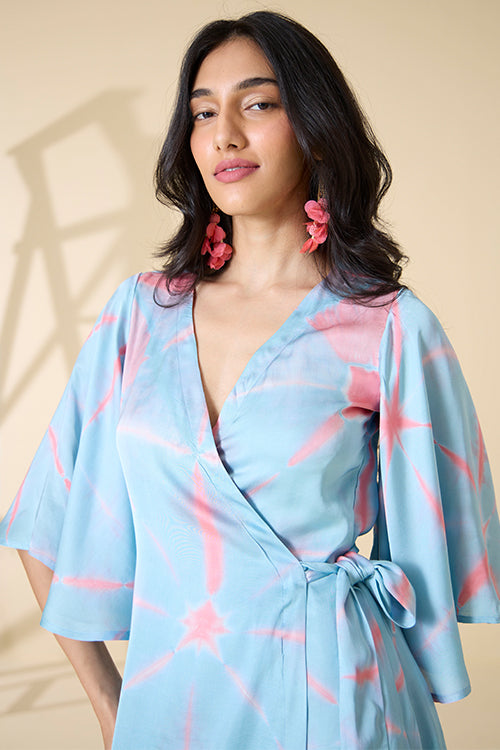 Okhai "Athens" Tie-and-Dye Modal Silk Wrap Dress