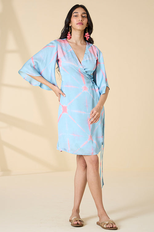 Okhai "Athens" Tie-and-Dye Modal Silk Wrap Dress