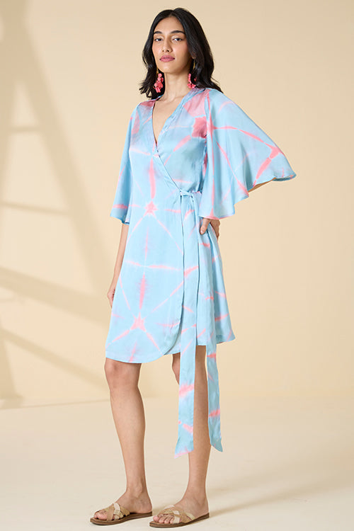 Okhai "Athens" Tie-and-Dye Modal Silk Wrap Dress