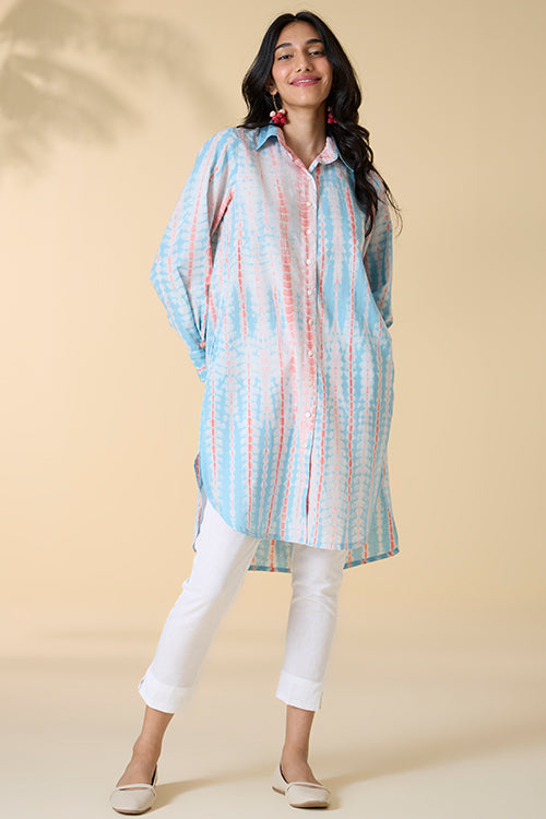 Okhai "Santorini" Tie-and-Dye Pure Cotton Shirt Dress