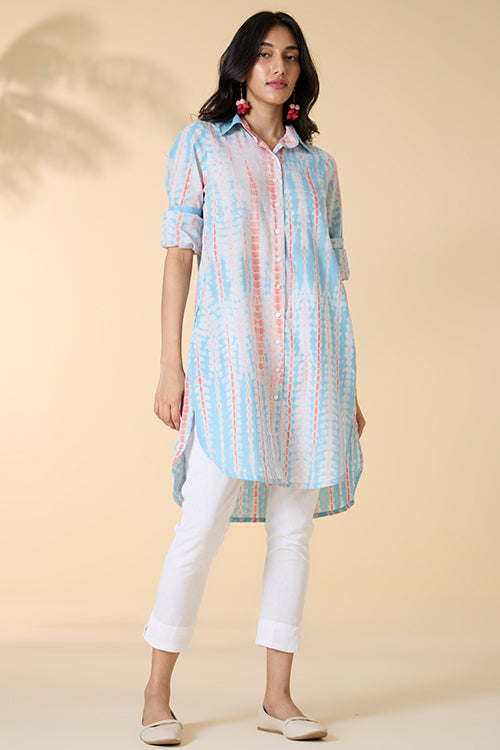 Okhai "Santorini" Tie-and-Dye Pure Cotton Shirt Dress