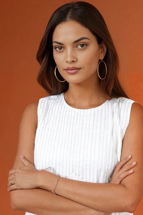 Okhai "First Frost" Hand Embroidery work Pure Cotton Sleeveless Dress