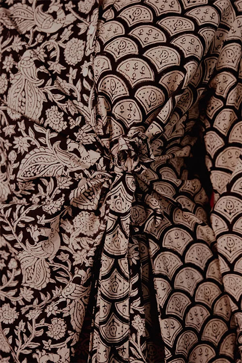 Okhai "Wild Card" Handblock Printed Pure Cotton Wrap Shirt Dress