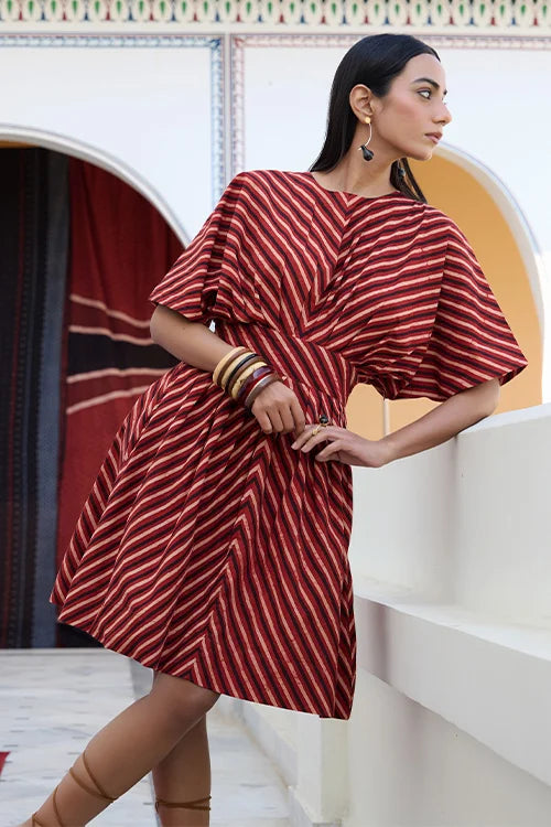 Okhai Coral Hand Embroidered Pure Cotton Saree
