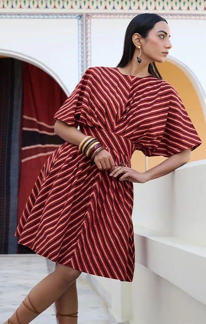 Okhai "Maze" Cotton Ajrakh Short Dress