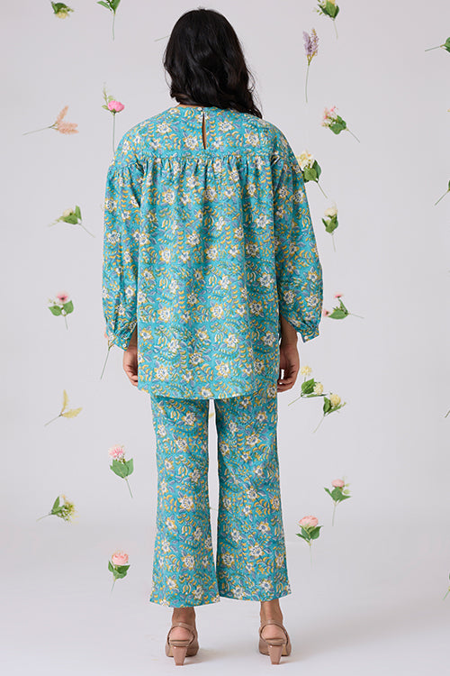 Okhai "Solitude" Handblock Printed Pure Cotton Top Pants Set