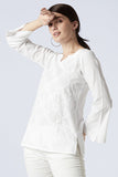 Reticent White Cotton Chikankari Top For Women Online