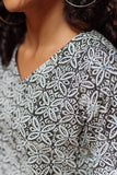 Okhai 'Snowflake' Pure Cotton Hand Block Printed Short Top | Relove