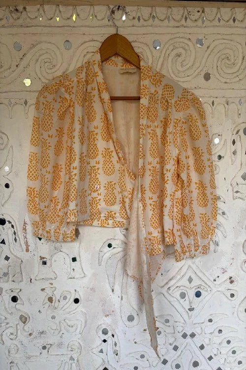 Okhai 'Pineapple' Hand Block Printed Tie Top | Rescue