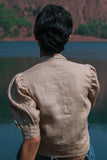 Okhai 'Mandana' Linen Hand Embroidered Mirror Work Shirt | Relove
