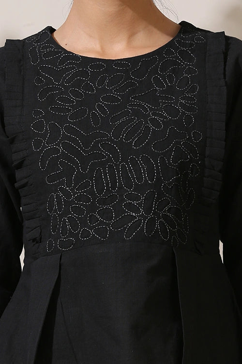 Okhai 'Black Oak' Applique Work Hand Embroidery Work Top