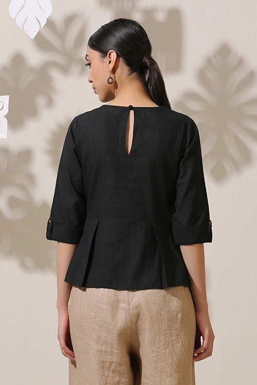Okhai 'Black Oak' Applique Work Hand Embroidery Work Top
