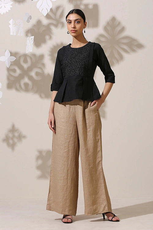 Okhai 'Black Oak' Applique Work Hand Embroidery Work Top