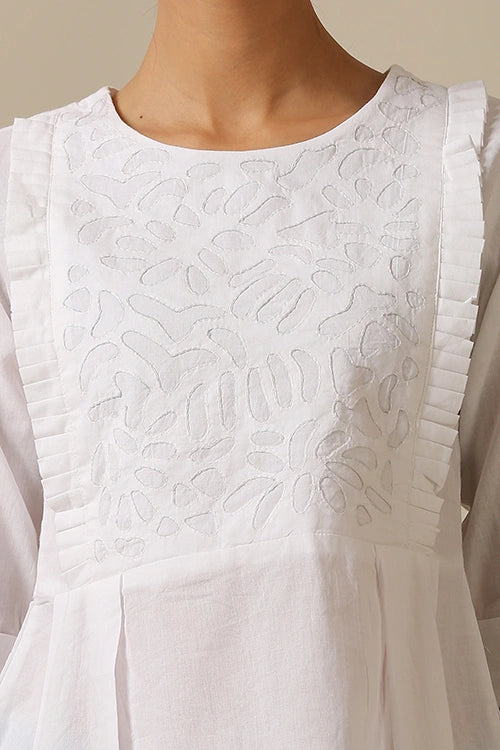 Okhai 'Kanso' Pure Cotton Applique Work Hand Embroidery Work Top