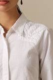 Okhai 'White Harmony' Pure Cotton Applique Work Hand Embroidered Mirror Work Shirt | Rescue