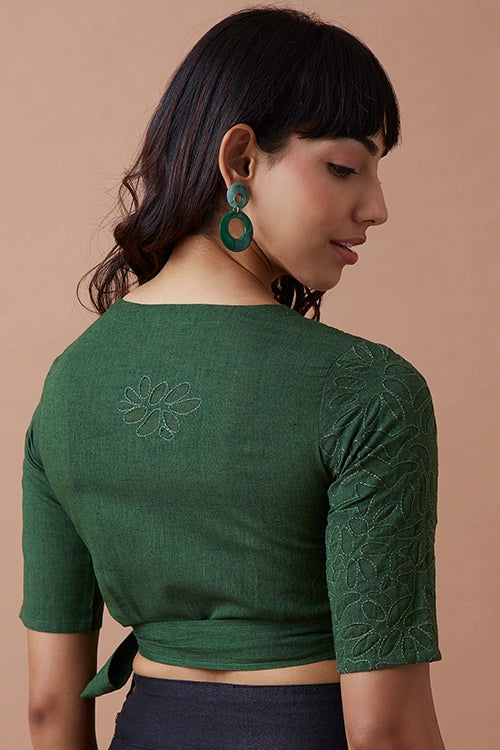 Okhai 'Innate' Pure Cotton Applique Work Hand Embroidered Wrap Top