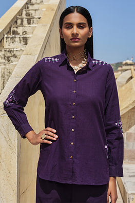 Pavilion Embroidered Mirrorwork Pure Cotton Shirt For Women Online