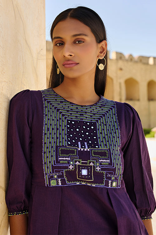 Cascades Mirrorwork Pure Cotton Hand Embroidered Top For Women Online