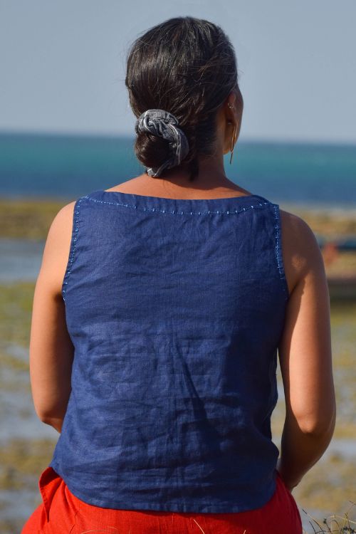 Okhai "Firmament" Hand-Embroidered Pure Cotton Sleeveless Top