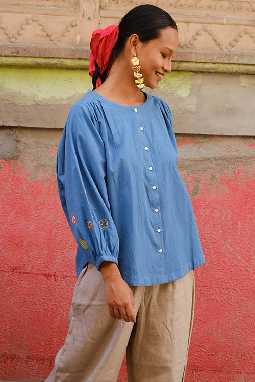 Okhai "Pineapple punch" Suf Embroidered Hand-woven Cotton Antifit Top
