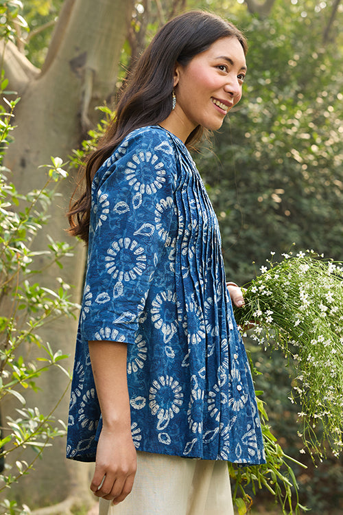 Okhai “Indika” Hand-Embroidered and Hand-Block Printed Pure Cotton Top