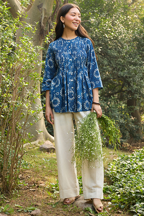 Okhai “Indika” Hand-Embroidered and Hand-Block Printed Pure Cotton Top