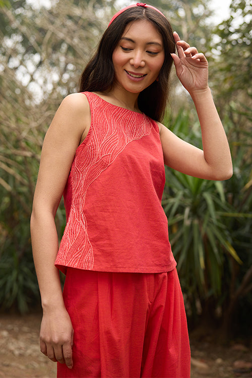 Okhai "Twilight" Hand-Embroidered Pure Cotton Sleeveless Top