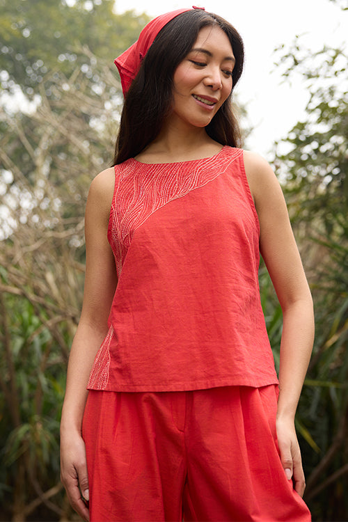 Okhai "Twilight" Hand-Embroidered Pure Cotton Sleeveless Top