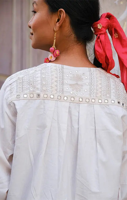 Okhai "Sutra" Hand-Embroidered Mirrorwork Pure Cotton Shirt