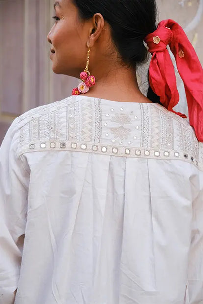 Okhai "Sutra" Hand-Embroidered Mirrorwork Pure Cotton Shirt