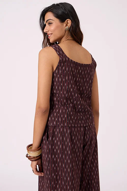 Okhai "Earthsong" Pure Cotton Ikat Short Top