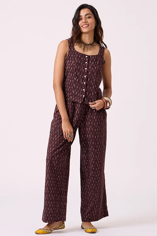 Okhai "Earthsong" Pure Cotton Ikat Short Top