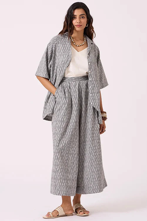 Okhai "Alchemist" Pure Cotton Ikat Grey Free-size Shirt