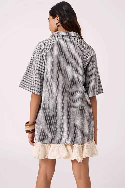 Okhai "Alchemist" Pure Cotton Ikat Grey Free-size Shirt