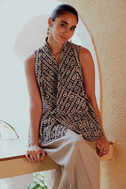 Okhai "Syahi" Handblock Printed Pure Cotton Top