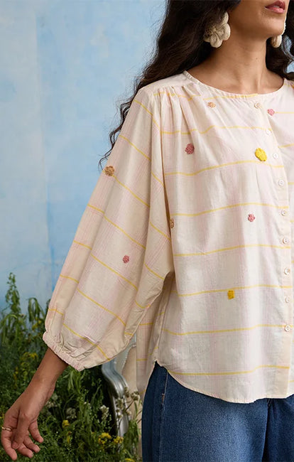 Okhai "Candytuft" Cotton Handloom Antifit Top