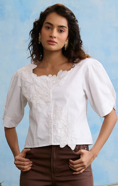Okhai "Everlasting" Hand Applique and Embroidery Cotton Top
